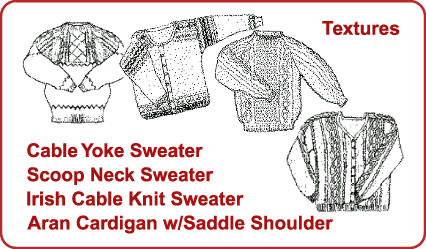 Irish Cable Knit Sweater, Aran & Texture Patterns